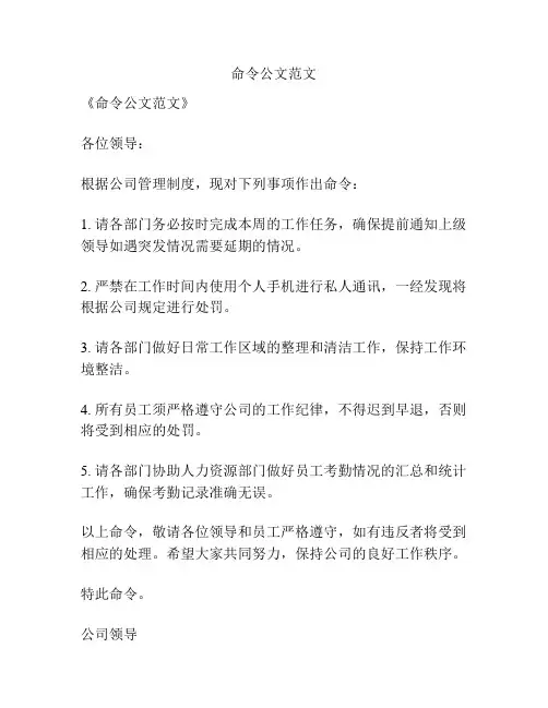 命令公文范文