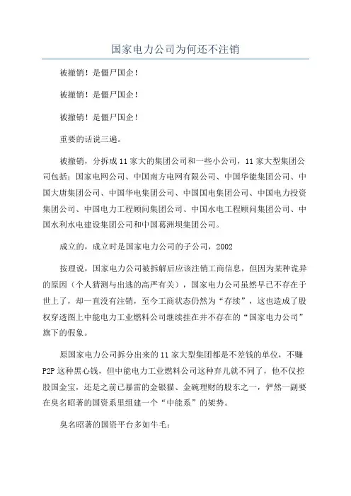 国家电力公司为何还不注销