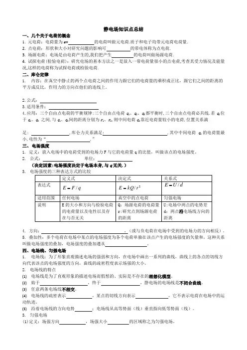 第七章静电场知识点