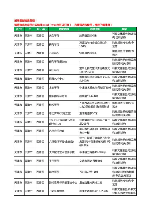 2020新版天津市天津市西青区琴行工商企业公司商家名录名单黄页联系方式大全25家