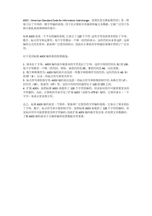 标准ascii编码表