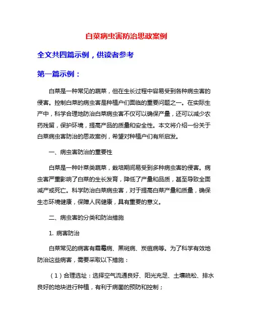 白菜病虫害防治思政案例
