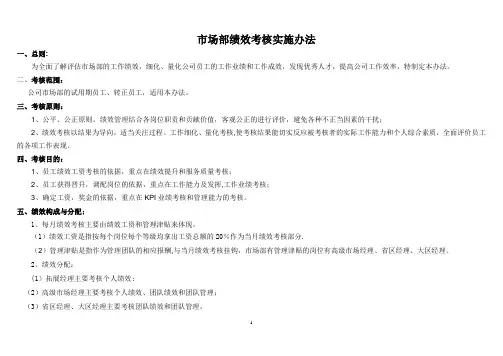 市场部绩效考核管理制度