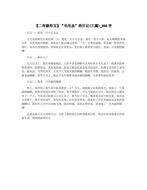 【二年级作文】“毛毛虫”的日记(三篇)_900字