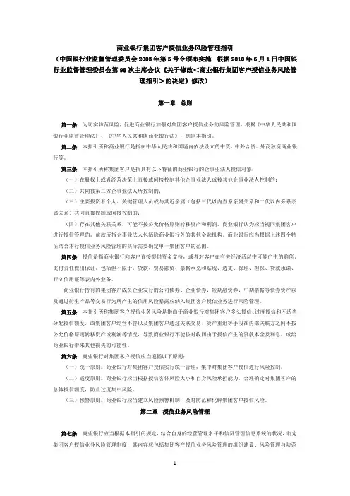 集团客户风险管理指引(2010)