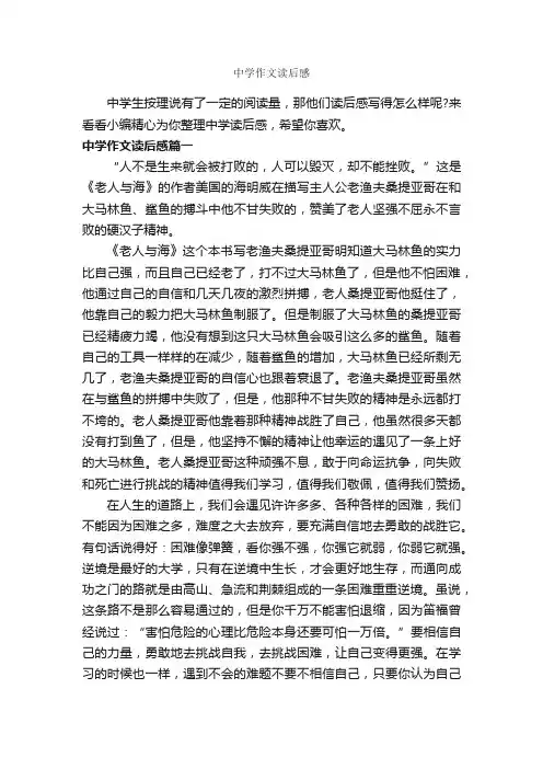 中学作文读后感_作文650字_读后感作文_