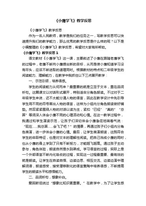 《小鹰学飞》教学反思