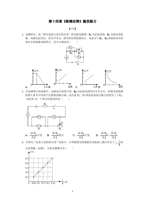 第十四章《欧姆定律》提优练习-2024-2025学年苏科版物理九年级上册