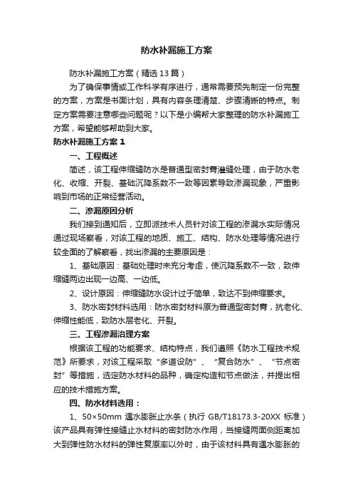 防水补漏施工方案