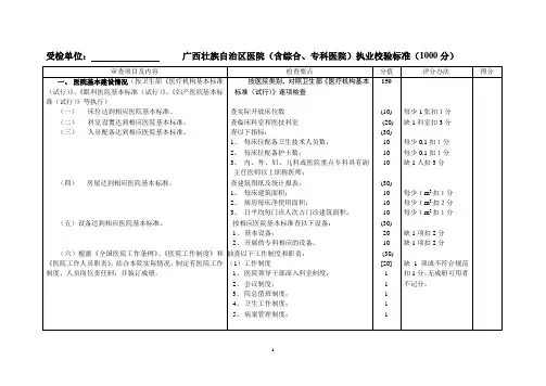 综合、专科医院执业校验标准