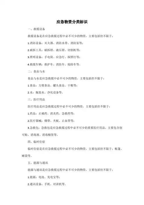 应急物资分类标识