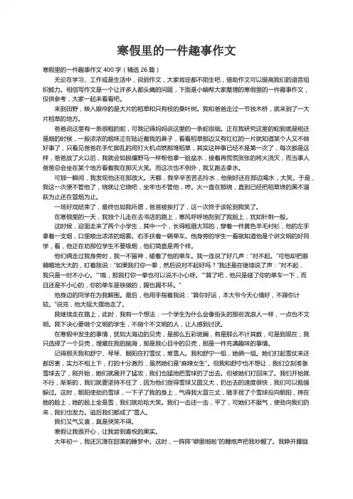 寒假里的一件趣事作文400字（精选26篇）