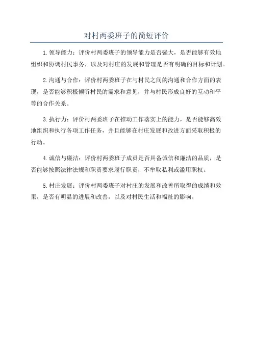 对村两委班子的简短评价
