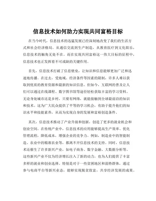 信息技术如何助力实现共同富裕目标