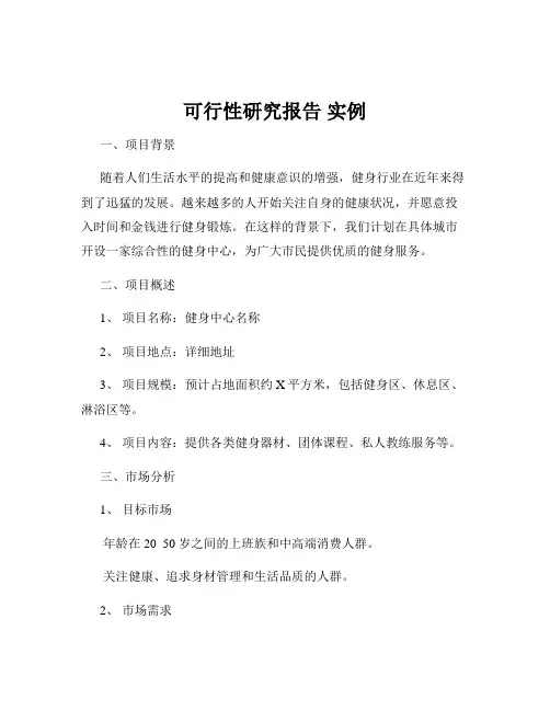 可行性研究报告 实例