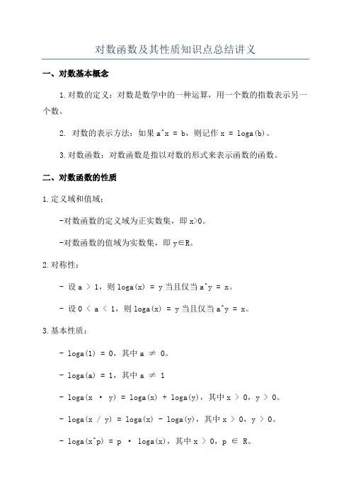 对数函数及其性质知识点总结讲义