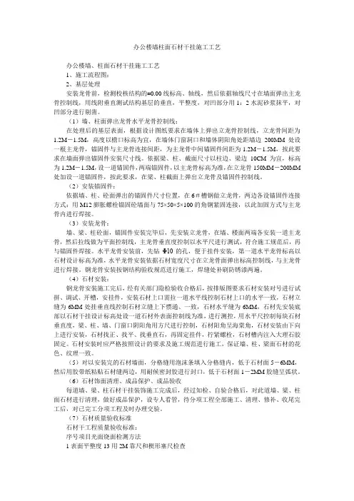 办公楼墙柱面石材干挂施工工艺