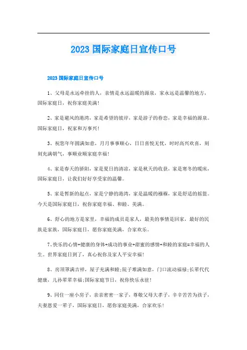 2023国际家庭日宣传口号