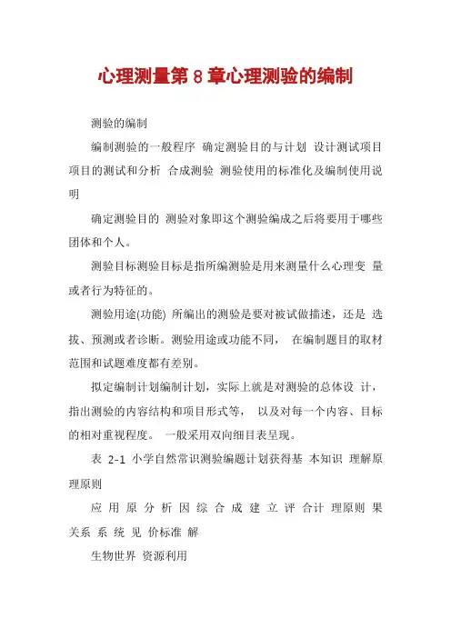 心理测量第8章心理测验的编制