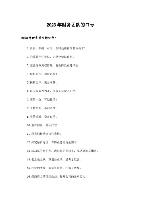 2023年财务团队的口号
