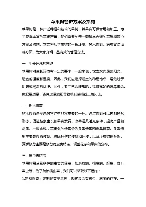 苹果树管护方案及措施