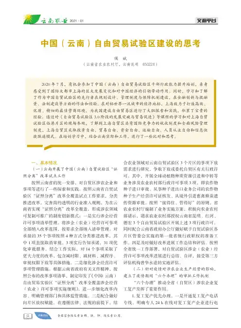 中国(云南)自由贸易试验区建设的思考
