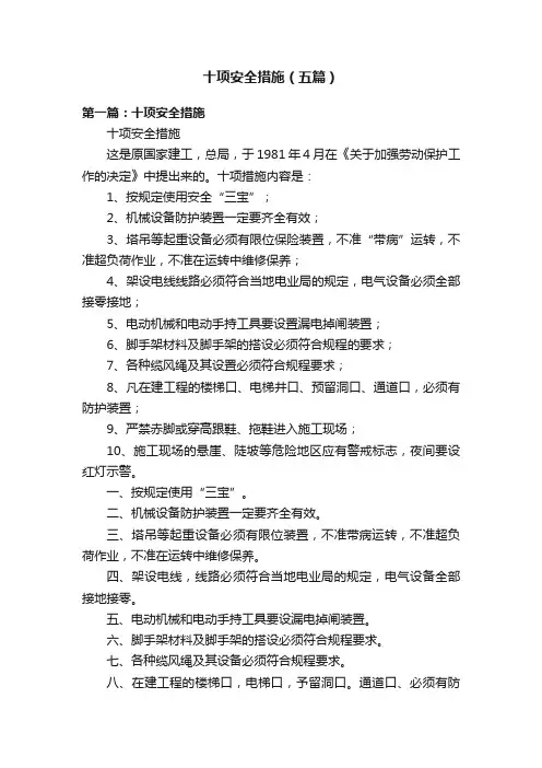 十项安全措施（五篇）