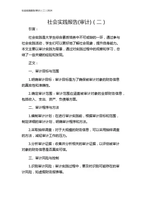 社会实践报告(审计)(二)2024