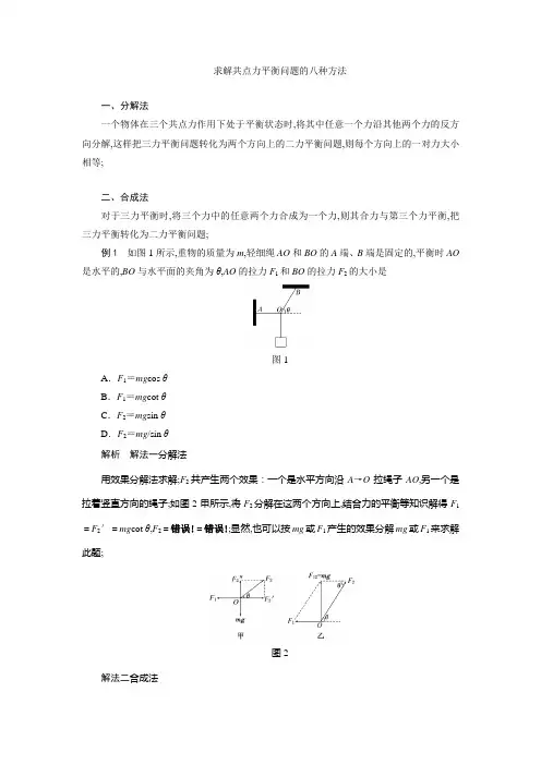 讲解：求解共点力平衡问题的八种方法