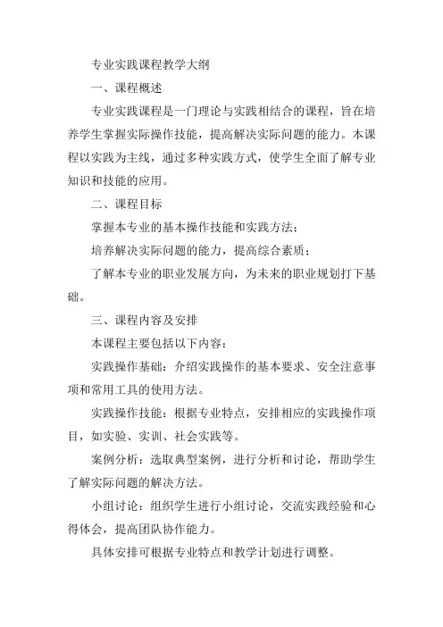 专业实践课程教学大纲