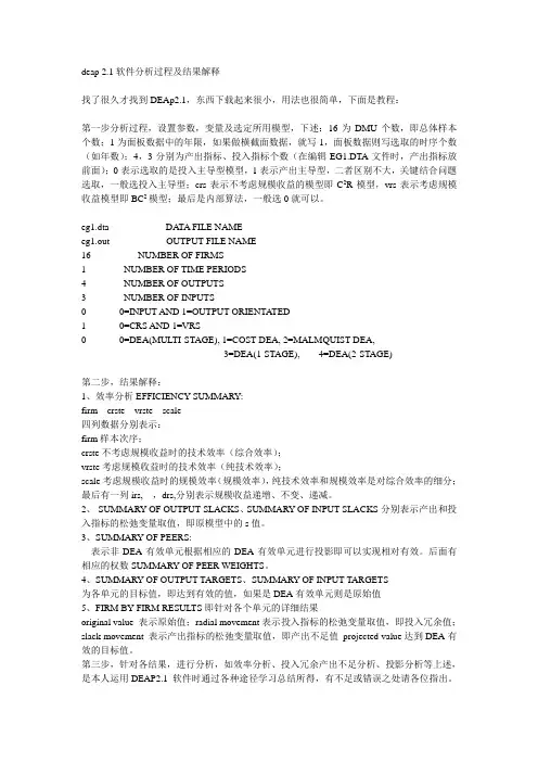 DEAP2.1教程 数据包络分析 DEA
