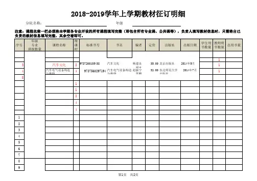 【模板】 教材征订明细  2018-2019学年上学期 - 副本