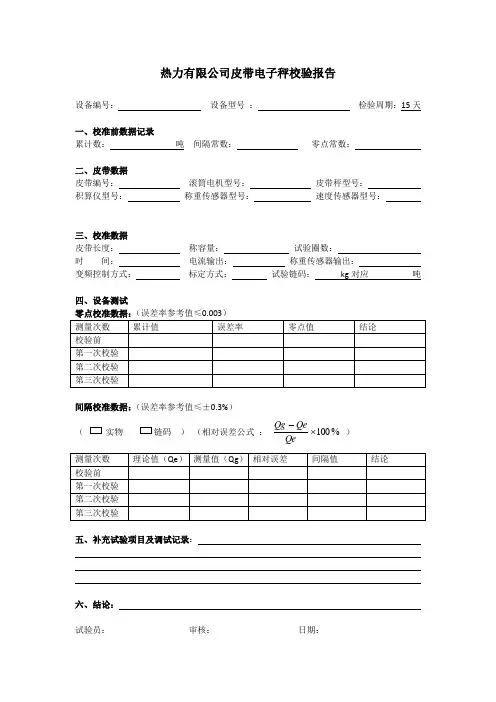 电子皮带秤校验报告