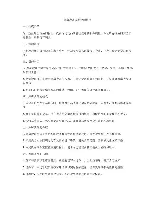 库房货品周期管理制度