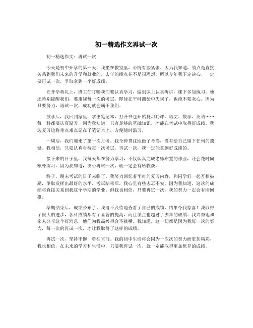 初一精选作文再试一次