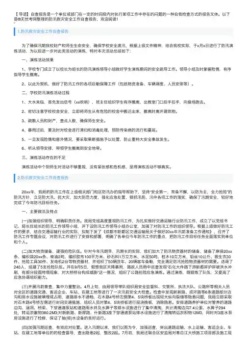 防汛救灾安全工作自查报告