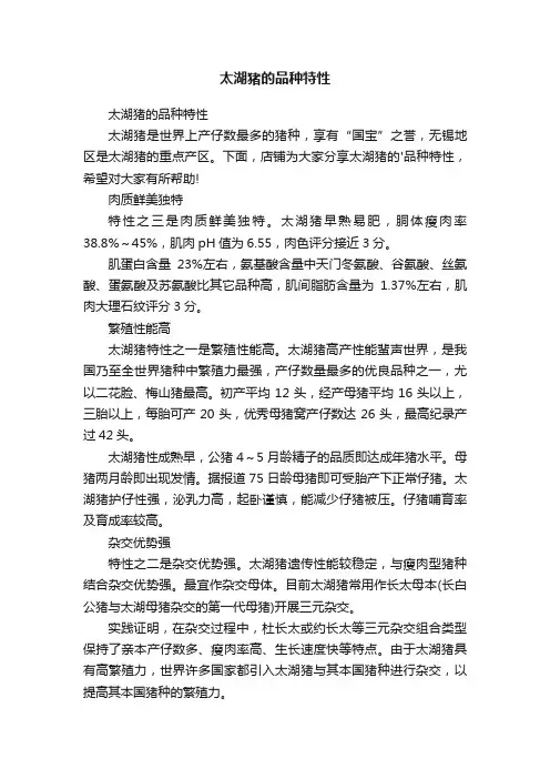 太湖猪的品种特性