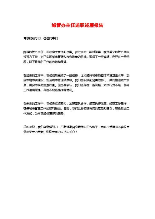城管办主任述职述廉报告