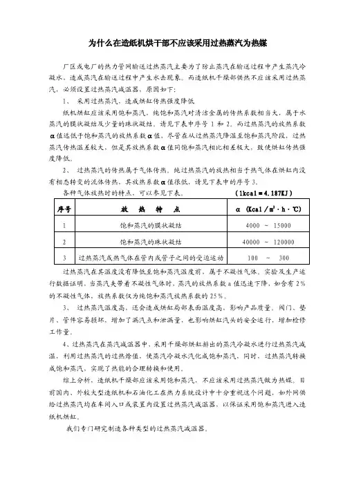 为什么在造纸机烘干部不应该采用过热蒸汽为热媒