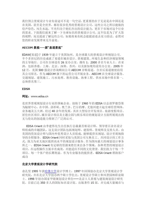 全球景观设计著名公司介绍