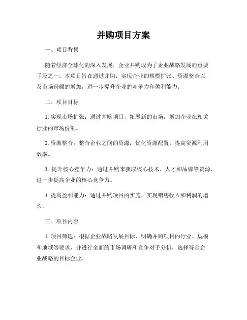 并购项目方案
