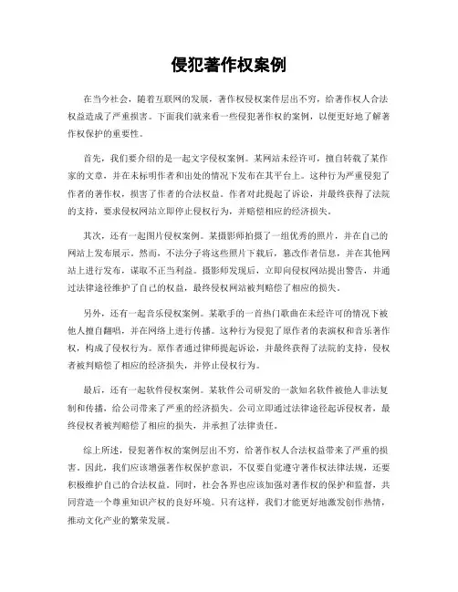 侵犯著作权案例