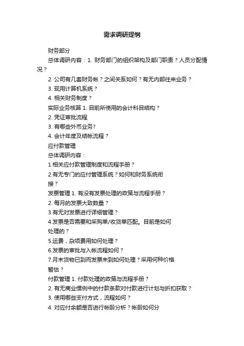 需求调研提纲
