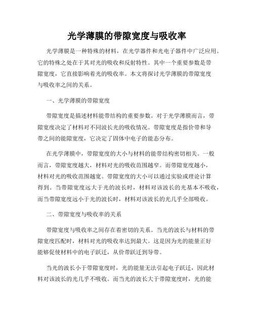 光学薄膜的带隙宽度与吸收率