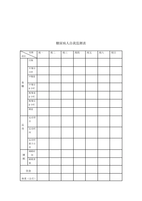 糖尿病人自我监测表