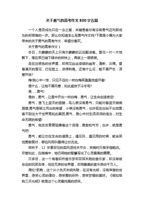 关于勇气的高考作文800字五篇