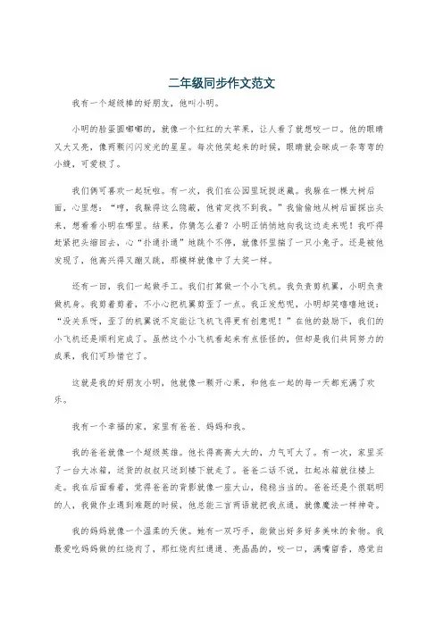 二年级同步作文范文