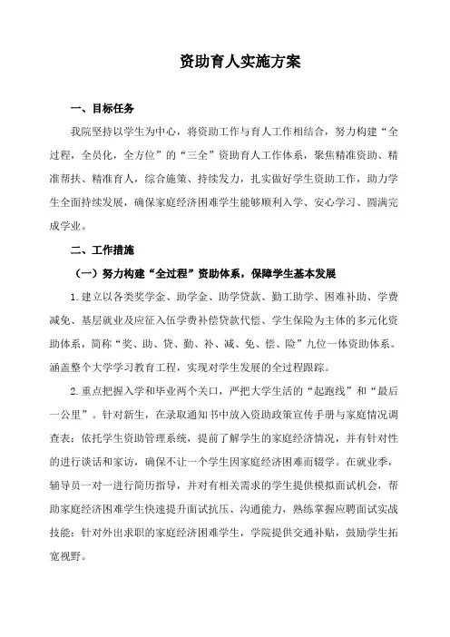 资助育人实施方案