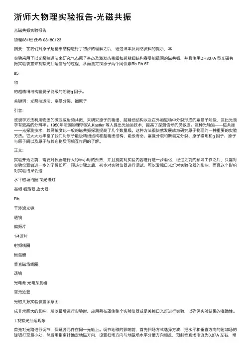 浙师大物理实验报告-光磁共振