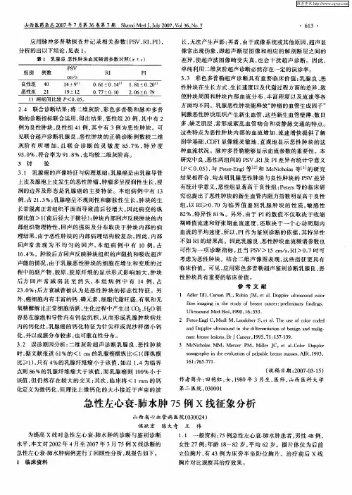 急性左心衰-肺水肿75例X线征象分析